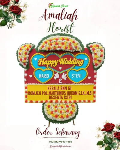 Karangan Papan Bunga Pernikahan di Julah